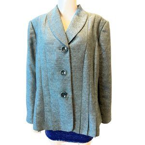 Le Suit Women Blazer Jacket Single Breasted Pleated Front Light Blue Size 18W